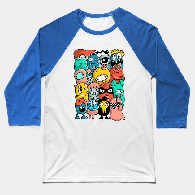 Monster cartoon illustration Baseball T-Shirt by Mako Design 